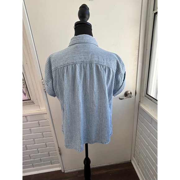 Faherty Breeze Striped Linen Blend Buttondown Shirt Small‎ layered boho classic - Picture 4 of 9